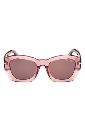 Tom Ford Guilliana 52mm Geometric Sunglasses in Shiny Pink/brown at Nordstrom