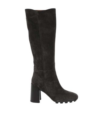 Hogan Brown Suede Chunky Heel Boots
