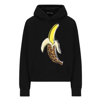 Palm Angels Banana Printed Hoodie Black Yellow Leopard PMBB058F22FLE0091018