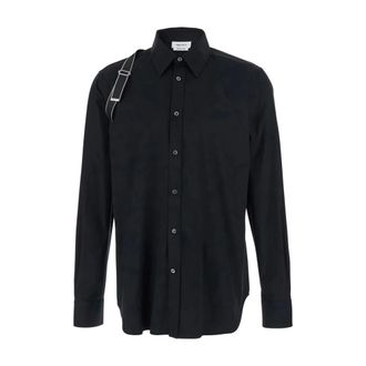 Alexander McQueen Overhemden, Heren, Zwart, M, Katoen, Logo Harness Shirt