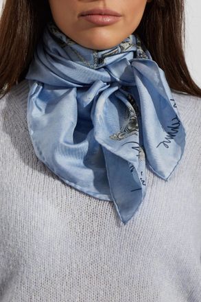 Moschino Silk Scarf With Print, Unisex, Blue