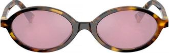 Miu Miu Havana Regard Acetate Oval Sunglasses