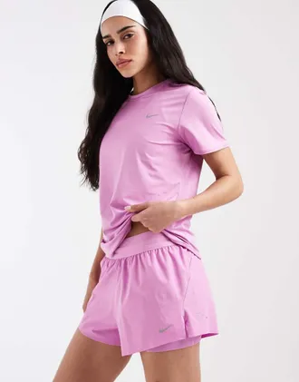Nike Swift Dri-FIT - Pantaloncini rosa 2 in 1 a vita medio alta