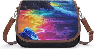 Generic Beach Colorful Waves Small Womens Crossbody Bags Shoulder Handbag with Adjustable Strap for Travel