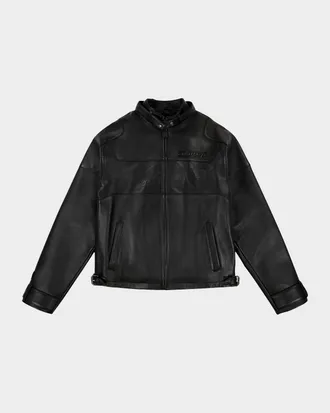 Avirex Men & apos;s Black-Out Leather Racing Jacket