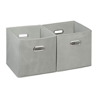 Relaxdays Cajas De Almacenaje, Set De Dos Cestas, Sin Tapa, Con Asas, Plegable, Cuadrado, 30 Cm, Gris - Relaxdays