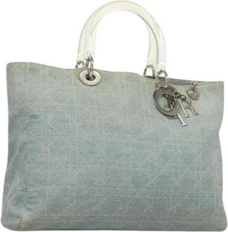 Dior Pre-owned Handbags, female, Blue, Size: ONE SIZE Pre-owned Canvas Hand Bag