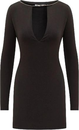 AMBUSH Zwarte jurk met lange mouwen en uitsnijding - Dames - Korte kleedjes - Zwart - XS - Kleedjes