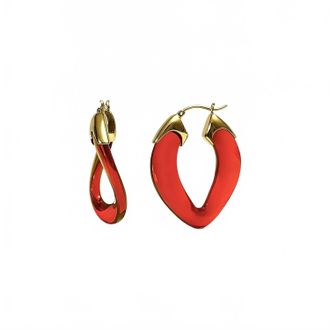 Gold & Honey Womens Curb Link Lucite Birthstone Hoop Earrings In January - Garnet