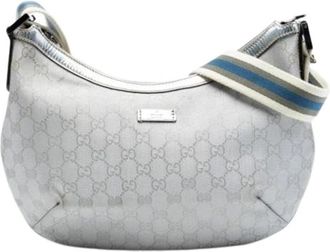 Gucci Pre-owned Fabric Crossbody Tas - Dames - Vintage Schoudertas - Grijs - ONE Size - Leer - Vintage