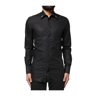 Dolce & Gabbana Heren, Overhemden, Zwart, Maat: S Katoen