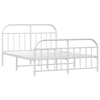 Berkfield Home Metal Bed Frame with Headboard & Footboard White 135x190 cm Double