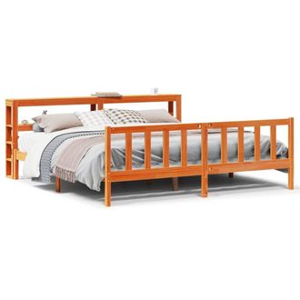 Berkfield Home Bed Frame with Headboard without Mattress Wax Brown 200x200 cm