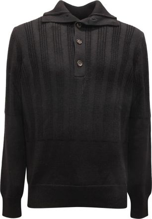 Paolo Pecora Maglione Wool Sweater - Heren - Ronde hals truien - Zwart - S - Wol - Truien & Vesten