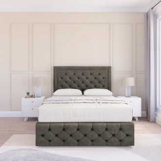 Sloomy Vienna Dumfries Bed Set, No Drawers Mattress & 54 Headboard in Dark Grey | Size: Single