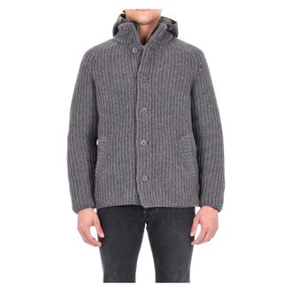 Herno Cardigans, male, Gray, M, Giubbotto in lana vergine punto pannocchia