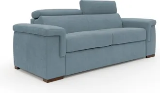 Divani.Store Divani.store - Giunone Sof&aacute; Cama Convertible Con Colch&oacute;n De 18 Cm Y Reposacabezas Reclinables En Tejido Impermeable 220 Cm (mat. 140x197 Cm) Azul Clar