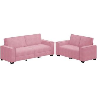 vidaXL Juego De Sof&aacute;s Con Cojines 2 Piezas Terciopelo Rosa Vidaxl