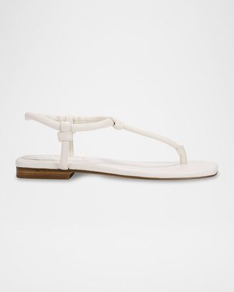 Marc Fisher Maycee Tubular Leather T-Strap Flat Sandals