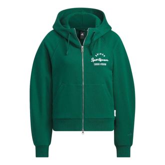 adidas (WMNS) adidas Verbiage Full-Zip Hoodies Green IZ4569