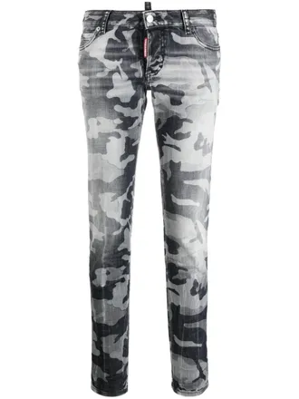 Dsquared2 camouflage-print skinny jeans - women - Elastane/Cotton/Polyester/Cotton - 44 - Black