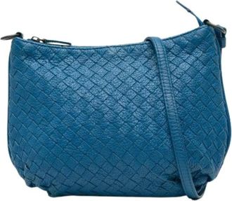 Bottega Veneta Pre-owned Cross Body Bags, female, Blue, Size: ONE SIZE Pre-owned Woven Leather Crossbody Bag