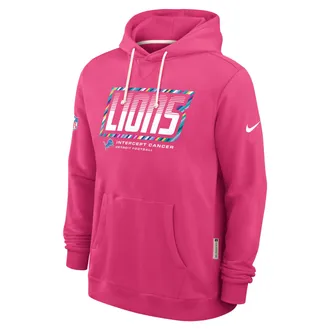 Nike Detroit Lions Crucial Catch Sideline Standard Issue Nike Mens Dri-FIT NFL Pullover Hoodie in Pink | 03AZ68XZUB-F9R