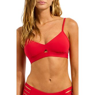 Seafolly Collective Hybrid Bikini Top in Cosmo Red at Nordstrom, Size 10