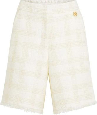 Karl Lagerfeld Boucl&eacute; Bermuda shorts - Dames - Korte Broeken - Beige - S - Wol - Korte Broeken