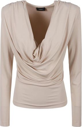 Wardrobe.NYC Matte Draped Top - Dames - Longsleeves - Beige - M - Tops