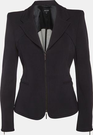 Giorgio Armani Black Stretch Knit Zip Up Jacket