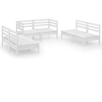 vidaXL Juego De Muebles De Jard&iacute;n 6 Piezas Madera Maciza Pino Blanco Vidaxl