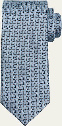 Ermenegildo Zegna Mens Geometric Net Jacquard Silk Tie