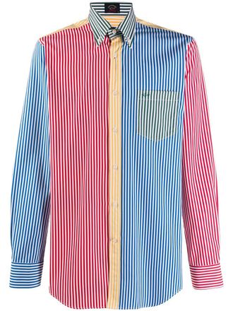 Paul & Shark striped colour-block shirt - men - Cotton - 44 - Red