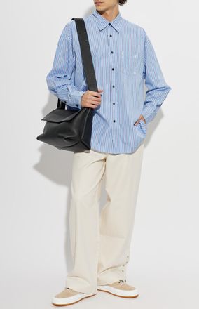 Palm Angels Shirt With Stripe Pattern, Mens, Blue