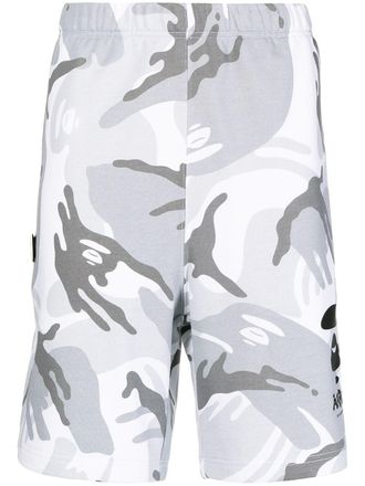Aape By A Bathing Ape Moonface camouflage-print cotton shorts - men - Cotton/Polyester - S - Grey