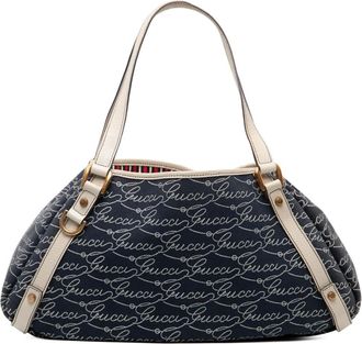 Gucci 2000-2015 85th Anniversary Abby D Ring canvas shopper met logo - Blauw