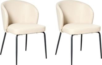 Beliani Conjunto de 2 sillas de comedor Piel sint&eacute;tica Beige claro