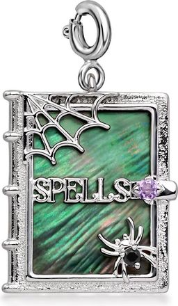 Ross-Simons Black Mother-Of-Pearl Spell Book Charm With Amethyst and Black Spinel in Sterling Silver