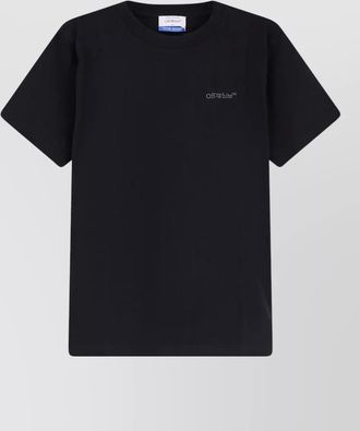 Off-white cotton ribbed crew-neck short-sleeve t-shirt