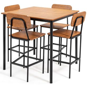Giantex Mesa de comedor con 4 sillas con marco met&aacute;lico