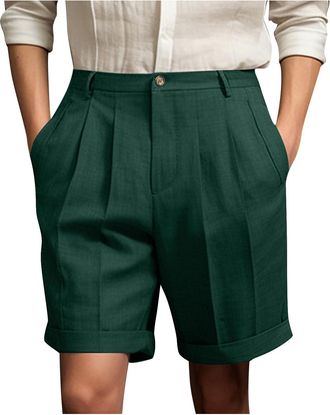 Generic Mens Shorts Trendy Comfortable Business Suit Shorts Relaxed Fit Fashion Summer Pants Work Casual Office Holiday Beach Outings Pants Daily Wear with Po