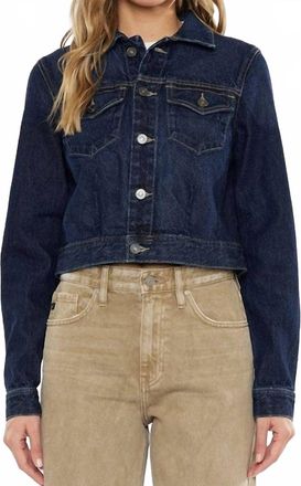 Kancan Front Patch Pocket Crop Jacket In Denim