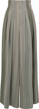 Vivienne Westwood Wide-Leg Trousers with Pleated Design and Textured Stripes