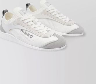 Pinko knit and leather low-top sneakers
