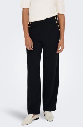 Only Rina Button High Waist Pants in Black Detail Goldbuttons at Nordstrom Rack, Size X-Large