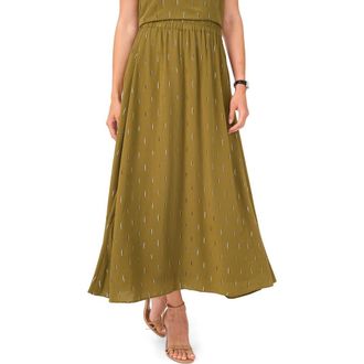 Halogen Metallic Accent Pull-On Midi Skirt in Olive Moss at Nordstrom Rack, Size Large