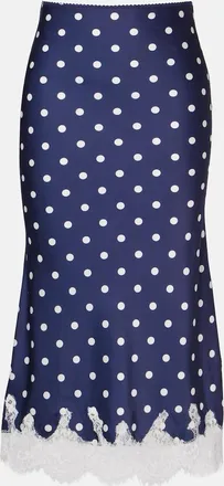 Self Portrait Polka-dot satin midi skirt