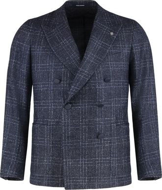 Tagliatore Prince-of-Wales Wollen Jas - Heren - Blazers - Blauw - XL - Wol - Jassen