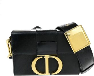 Dior 30 Montaigne Box Bag Leather Black Leather Bag (Pre-Owned)